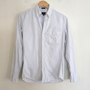 J. Crew Size S Blue and White Stripe Oxford Slim Dress Button Down Shirt Mens